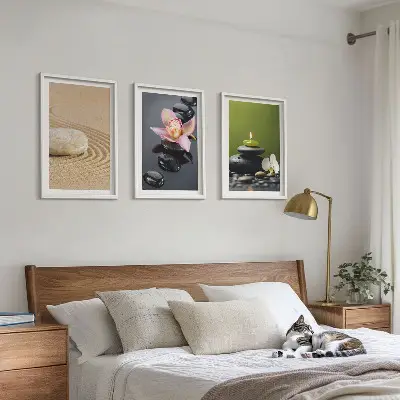 Entspannende Zen-Steinmotive 3er-Set als Bilder mit Rahmen