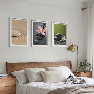 Bilder-3er-set mit rahmen Entspannende Zen-Steinmotive