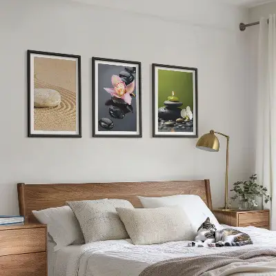 Entspannende Zen-Steinmotive 3er-Set als Bilder mit Rahmen