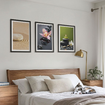 Bilder-3er-set mit rahmen Entspannende Zen-Steinmotive