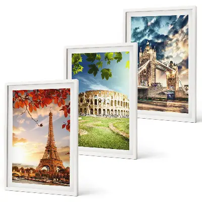 Denkmäler Europas Bilder-3er-Set mit Rahmen