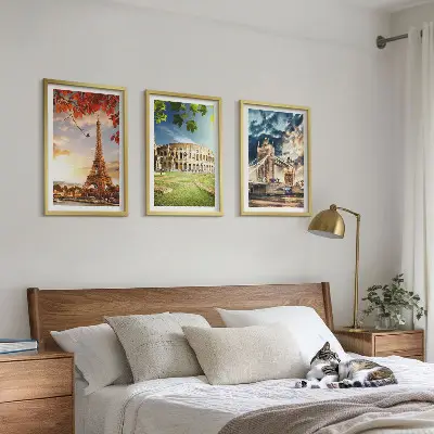 Denkmäler Europas Bilder-3er-Set mit Rahmen