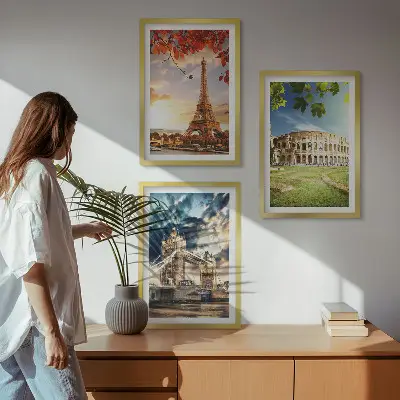 Denkmäler Europas Bilder-3er-Set mit Rahmen
