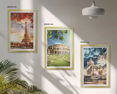 Denkmäler Europas Bilder-3er-Set mit Rahmen