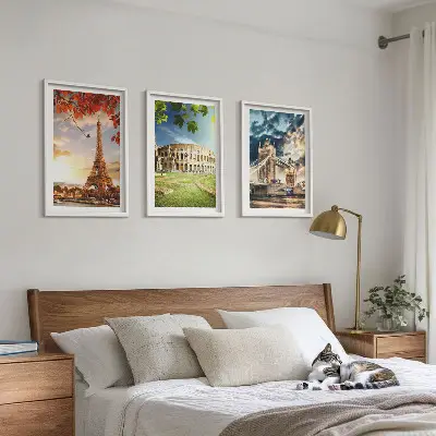 Denkmäler Europas Bilder-3er-Set mit Rahmen