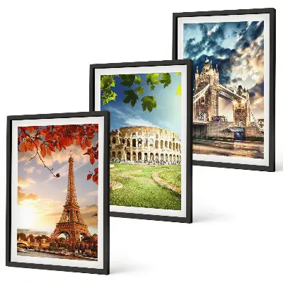 Denkmäler Europas Bilder-3er-Set mit Rahmen