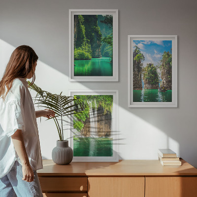 Gerahmtes bilderset Grüne Landschaften, Wasserfälle