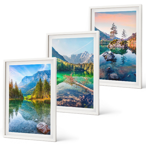 Bilder-3er-set mit rahmen Naturlandschaft der Bergseen