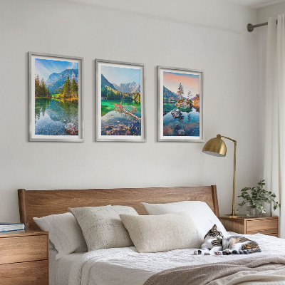 Bilder-3er-set mit rahmen Naturlandschaft der Bergseen