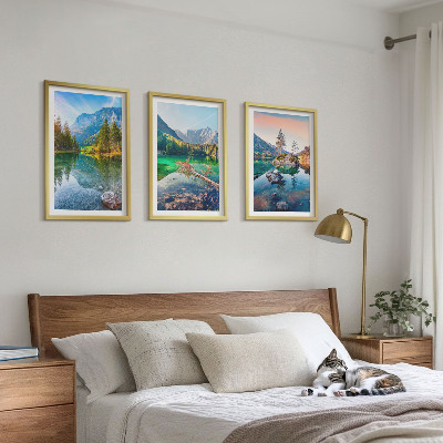 Bilder-3er-set mit rahmen Naturlandschaft der Bergseen