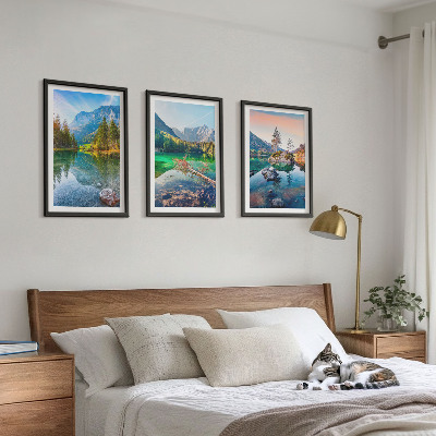 Bilder-3er-set mit rahmen Naturlandschaft der Bergseen