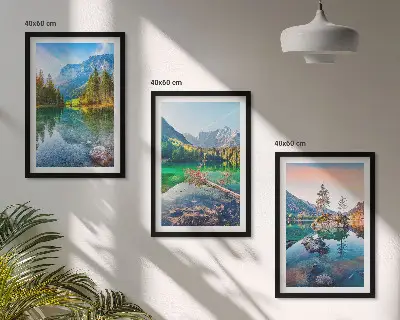 Naturlandschaft der Bergseen 3er-Set Bilder mit Rahmen
