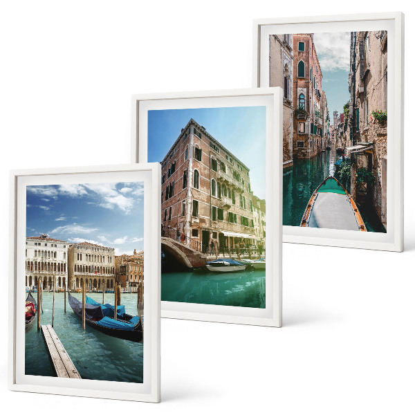 Gerahmtes bilderset Architektur der Kanäle von Venedig