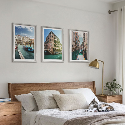 Gerahmtes bilderset Architektur der Kanäle von Venedig