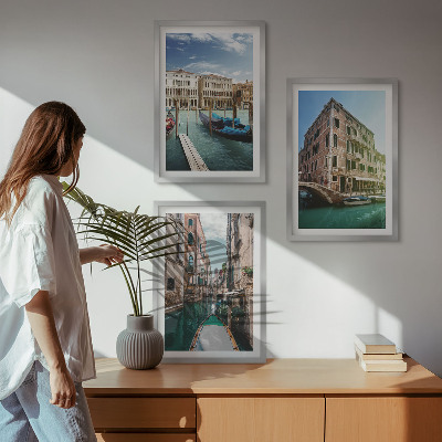 Gerahmtes bilderset Architektur der Kanäle von Venedig