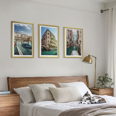 Gerahmtes bilderset Architektur der Kanäle von Venedig