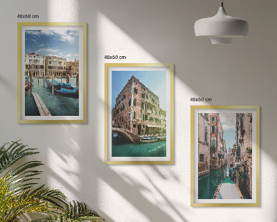 Gerahmtes bilderset Architektur der Kanäle von Venedig