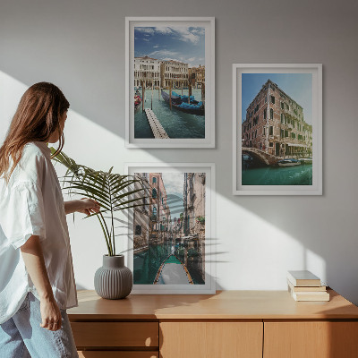 Gerahmtes bilderset Architektur der Kanäle von Venedig