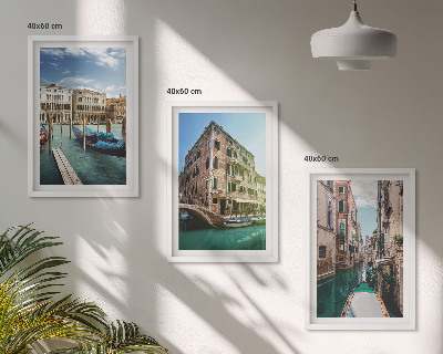 Gerahmtes bilderset Architektur der Kanäle von Venedig