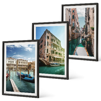 Gerahmtes bilderset Architektur der Kanäle von Venedig