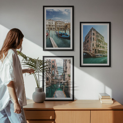 Gerahmtes bilderset Architektur der Kanäle von Venedig