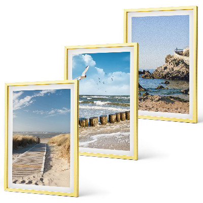 Gerahmtes bilderset Strand Holzsteg Klippen