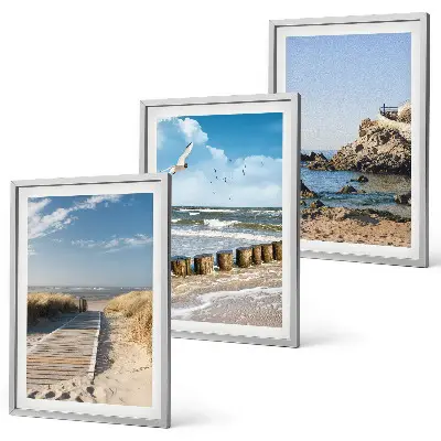 Gerahmtes Bilderset mit Strand- und Klippenmotiv