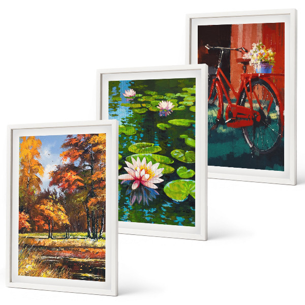 Gerahmtes bilderset Herbstfarbene Lilienterrasse