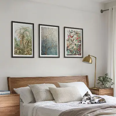 3er-Set Bilder mit Rahmen mit tropischen Pflanzen, Vögeln und Naturmotiven