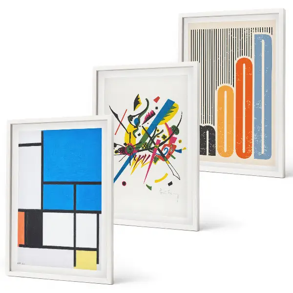 Abstrakte moderne Geometrie 3er-Set Bilder mit Rahmen