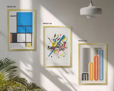 Abstrakte moderne Geometrie 3er-Set Bilder mit Rahmen