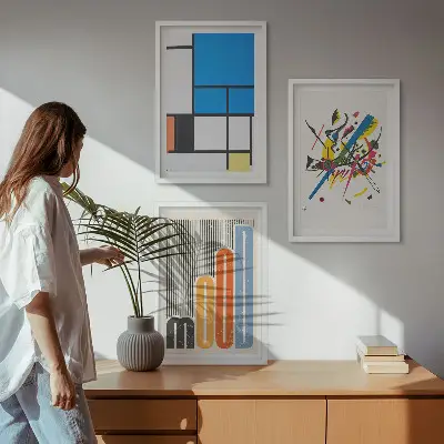 Abstrakte moderne Geometrie 3er-Set Bilder mit Rahmen