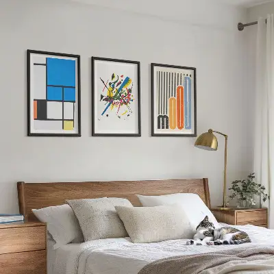 Abstrakte moderne Geometrie 3er-Set Bilder mit Rahmen