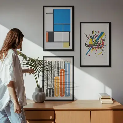 Abstrakte moderne Geometrie 3er-Set Bilder mit Rahmen