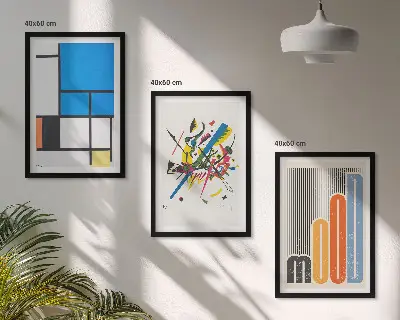 Abstrakte moderne Geometrie 3er-Set Bilder mit Rahmen