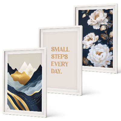 Gerahmtes bilderset Abstrakte Berge und Blumen Inspiration
