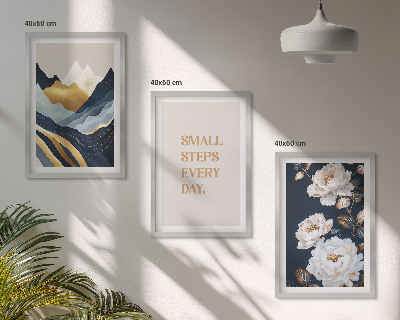 Gerahmtes bilderset Abstrakte Berge und Blumen Inspiration