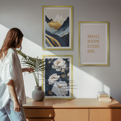 Gerahmtes bilderset Abstrakte Berge und Blumen Inspiration