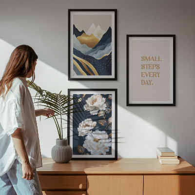 Gerahmtes bilderset Abstrakte Berge und Blumen Inspiration