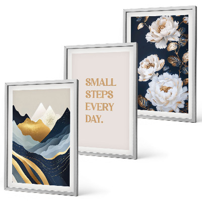 Gerahmtes bilderset Abstrakte Berge und Blumen Inspiration