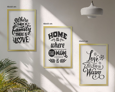 Bilder-3er-set mit rahmen Familie, Liebe, Zuhause, Wärme