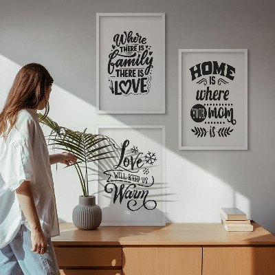 Bilder-3er-set mit rahmen Familie, Liebe, Zuhause, Wärme