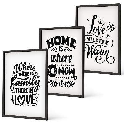 Bilder-3er-set mit rahmen Familie, Liebe, Zuhause, Wärme