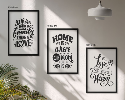 Bilder-3er-set mit rahmen Familie, Liebe, Zuhause, Wärme