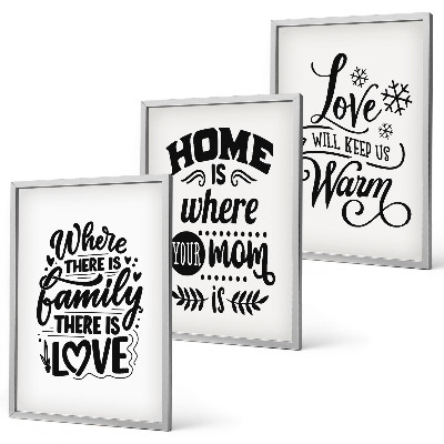 Bilder-3er-set mit rahmen Familie, Liebe, Zuhause, Wärme