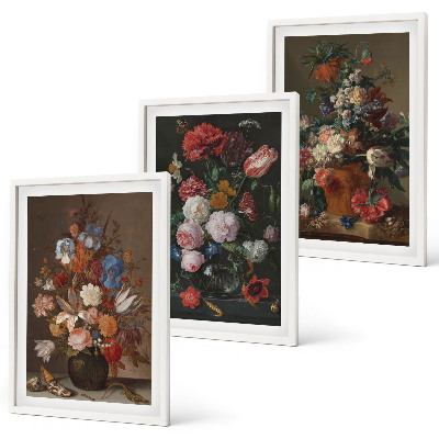 Bilder-3er-set mit rahmen Blumenarrangements in Vasen