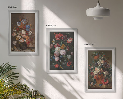 Bilder-3er-set mit rahmen Blumenarrangements in Vasen