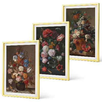 Bilder-3er-set mit rahmen Blumenarrangements in Vasen