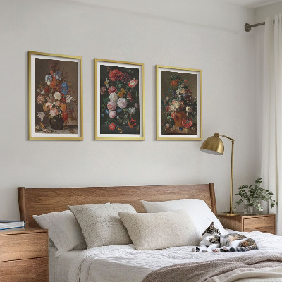 Bilder-3er-set mit rahmen Blumenarrangements in Vasen