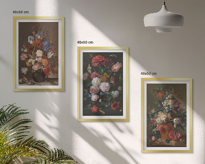 Bilder-3er-set mit rahmen Blumenarrangements in Vasen